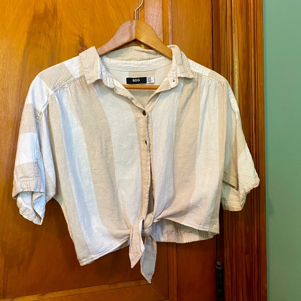 Button up tie front crop top